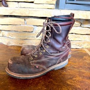 Mens Thorogood Brown Leather Composite Toe Work Boots, Size 12